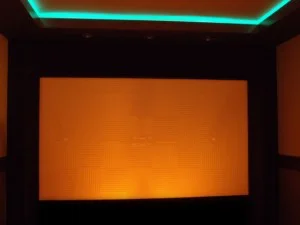 Acoustically Transparent Screen with Accent Lighting