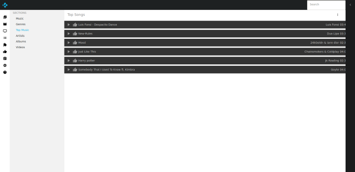 Screenshot of Top Music Page - before UI rework
